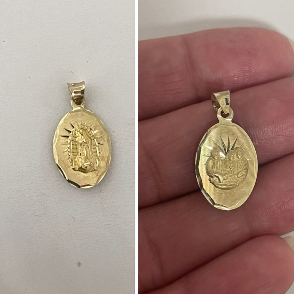 Real 14k Gold Double Sided Virgen Guadalupe Charm